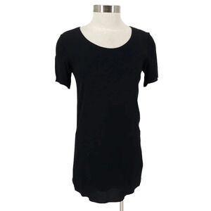 WILFRED FREE Mini Shift Dress Aritzia Teigen Black Short Sleeve Pullover
